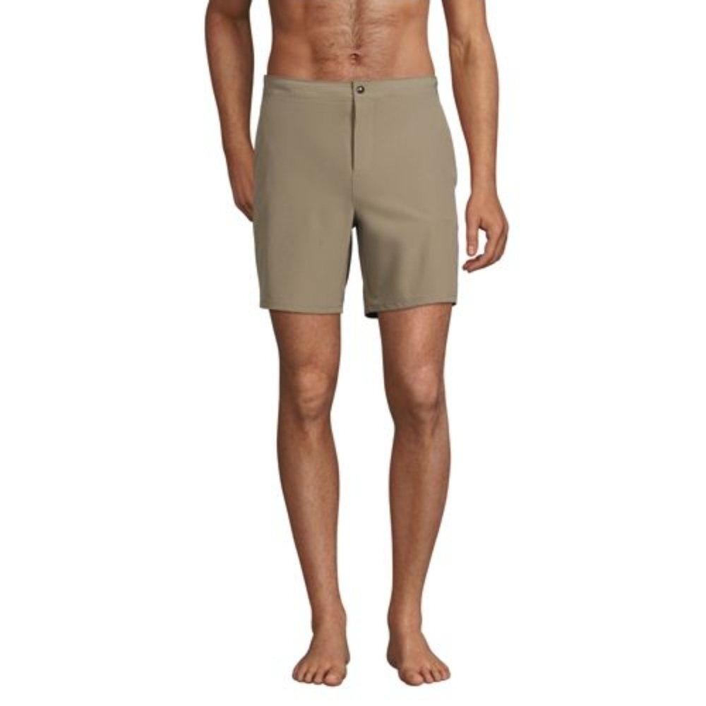 Lands' End Men's Tan Lined 7" Swim Hybrids